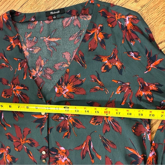 Madewell | Floral Print Easy Dress Long Sleeve Button Front Size L - Picture 13 of 15